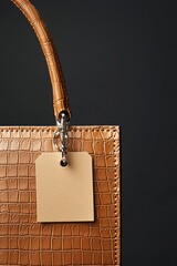 Poster - Luxury handbag with a sale tag, close-up on material and texture, communicating value perception in luxury goods