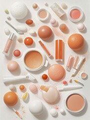 Poster - Array of cosmetics on a counter, price tags and discount markers, aesthetic, exploring beauty and budget