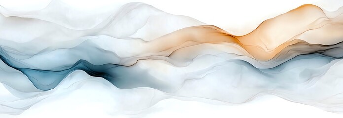 Poster - Abstract flow of blue and orange smoke, creating a tranquil and ethereal visual. Perfect for backgrounds and modern design elements.