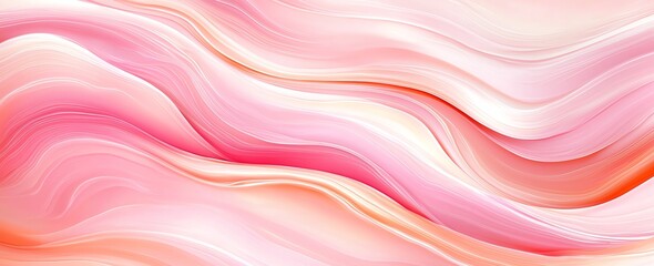 Poster - Abstract pink and white flowing waves creating a soft, serene background ideal for design projects and creative applications.