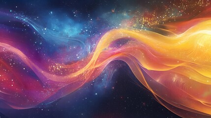 Poster - A vibrant abstract image showcasing flowing waves of color against a cosmic backdrop, perfect for creative projects.