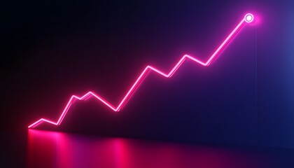 Poster - A vibrant neon graph illustrating an upward trend, symbolizing growth and success in business or finance.