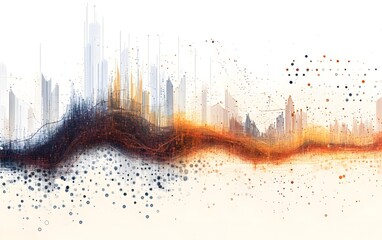 Poster - Abstract city skyline illustration combining urban elements, colors, and dynamic lines to create a modern artistic expression.