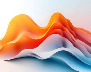Poster - Abstract wave design featuring vibrant orange, red, and blue colors that create a soothing visual ambiance for any project.