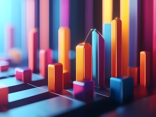 Poster - Colorful and vibrant bar graph showcasing data analysis and modern design, perfect for business and technology visuals.