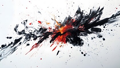 Poster - Dynamic abstract painting featuring bold strokes and vibrant colors, evoking emotion and energy on a minimalist canvas.