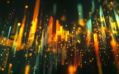 Poster - Dynamic abstract background with glowing lines and particles, ideal for technology, data visualization, or digital art themes.