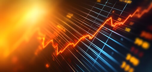 Poster - Dynamic stock market graph showcasing trends and fluctuations with vibrant colors, representing economic growth and analysis.