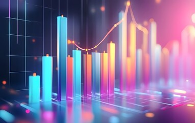 Poster - Vibrant data visualization showcasing colorful bar graphs and line charts against a dark background, symbolizing analytical insights.