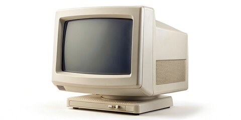 Vintage Computer Monitor Isolated on Transparent Background - Retro Technology, Old Equipment, Desktop Display, Nostalgic Electronics, Isolated Object for Graphic Design, Vintage Aesthetic
