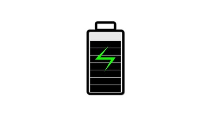 Poster - Battery charging animation featuring a simple icon with a filling effect. Low battery icon charging against a white background in 4K.