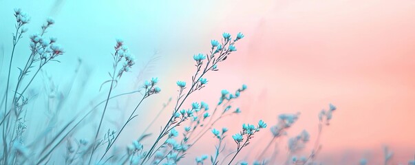 Delicate flowers against a softly colored pastel background, capturing serene beauty.