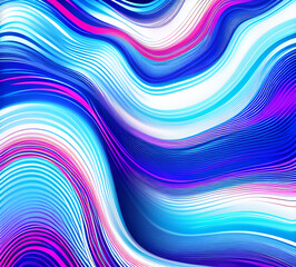 Leinwandbilder - Blue and colorful wavy dynamic motion graphics. light motion shape curve. wavy banner template. background texture, neat cracks, 8k quality. generative ai	