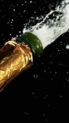 Fototapete - Super Slow Motion of Champagne Explosion. Celebration Concept. Filmed on High Speed Cinema Camera, 1000fps. Vertical Aspect Ratio.