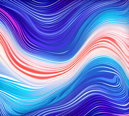 Leinwandbilder - Blue and colorful wavy dynamic motion graphics. light motion shape curve. wavy banner template. background texture, neat cracks, 8k quality. generative ai	