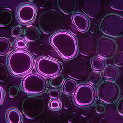 Fototapete - Illustration of liquid shapes and mesmerizing neon glow. 3d rendering