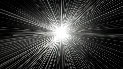 Poster - A bright white light shines through a black background, creating a radiating effect of light lines
