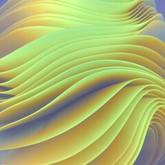 Aufkleber - Abstract pattern of smooth waves of fabric with trendy color gradient. Modern dynamic background. 3d rendering digital illustration