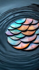 Wall Mural - Discover the beauty of colorful scales floating on calm water surfaces