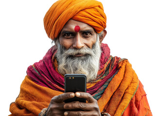 Poster - Indian man with a mobile phone isolated transparent background