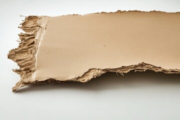 Poster - A close-up view of a piece of brown paper with a rough, torn edge, highlighting its texture and rugged appearance suitable for creative designs and crafts.