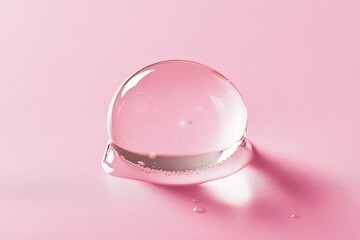 Poster - A single translucent bubble resting on a pink surface, displaying gentle lighting effects. The minimalist design is both simple and captivating.