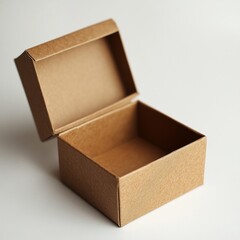 Open brown cardboard box on a white background.