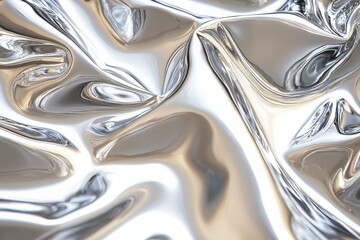 Poster - This image captures intricate metallic waves with fluid reflections, creating a stunning illusion of movement and depth, perfect for modern artistic expression.