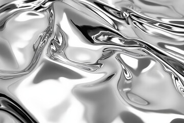 Poster - Featuring glossy abstract curves in shining metallic textures, this image presents a dynamic interplay of light and reflection, ideal for contemporary aesthetics.