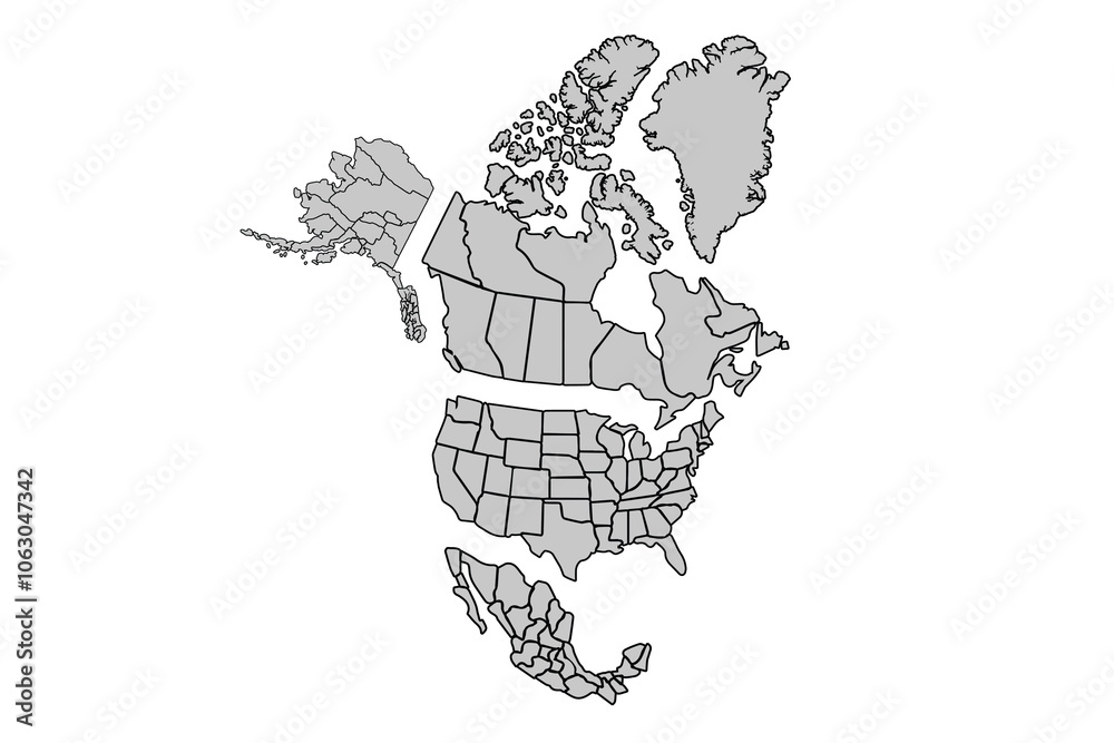 North America map isolated on white background. for website layouts ...