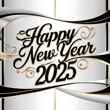 A luxurious Black and Golden Happy new Year 2025 Background, Wallpaper Photo for Social Media. Ai Generated