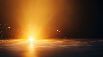 Wall Mural - a bright yellow sun is shining on a dark blue ocean