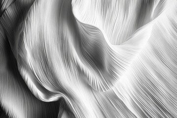 Poster - An abstract depiction of flowing white fabric with intricate patterns and textures, conveying a sense of elegance and fluidity throughout the composition.