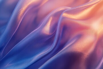 Fototapete - This image displays an ethereal fabric with captivating blue and pink hues, flowing waves, showcasing a dreamy and soft texture that radiates warmth and calmness.