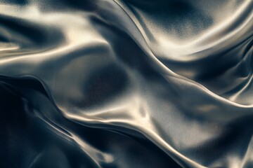 Poster - This image captures iridescent fabric with flowing waves and metallic hues, showcasing a sophisticated and shimmering texture that plays with light beautifully.