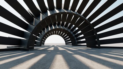 Aufkleber - Abstract architecture background arched interior 3d render