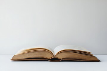 Aufkleber - A hardcover book is open with its pages slightly bent, resting on a clean white background, signifying knowledge and invitation to explore written words.