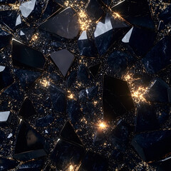 Leinwandbilder - Elegant composition of black marble blocks surrounded by shimmering stones and sparkling sequins