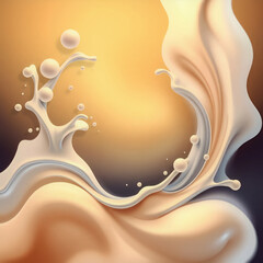 Leinwandbilder - Abstract illustration with smooth organic splashes of milk and coffee. The composition conveys the movement and dynamism of the liquid