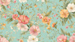 © Sha - background that evokes regency romance - pink, peach and white flowers on a pale turquoise background