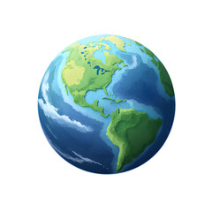planet earth or world globe with oceans and water flat vector color icon for apps and websites