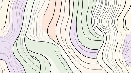 Fototapete - Explore abstract wavy line patterns with bold black outlines