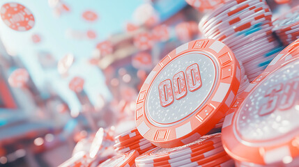 on the gambling table in the casino are poker chips, dice and cards