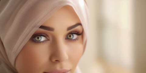 Poster - arabian woman face covered with hijab