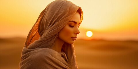 Poster - arabian woman face covered with hijab