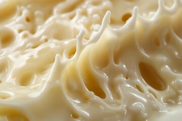 Poster - A dynamic splash of creamy liquid captured in motion, forming unique wave-like structures, with smooth textures and a sense of fluid elegance in the composition.