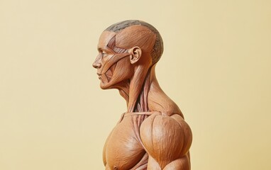 A captivating illustration of a muscular mannequin, highlighting the defined muscles from the neck down to the feet