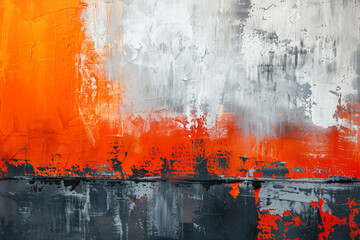 Poster - Abstract orange, gray and white Painting Texture Background with Black thin line border on the left side of canvas
