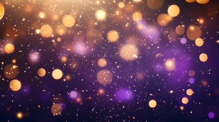 Canvas Print - Abstract Purple and Gold Bokeh Background with Glitter