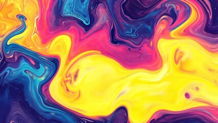 Poster - Abstract swirl of yellow, pink, blue, and purple paint